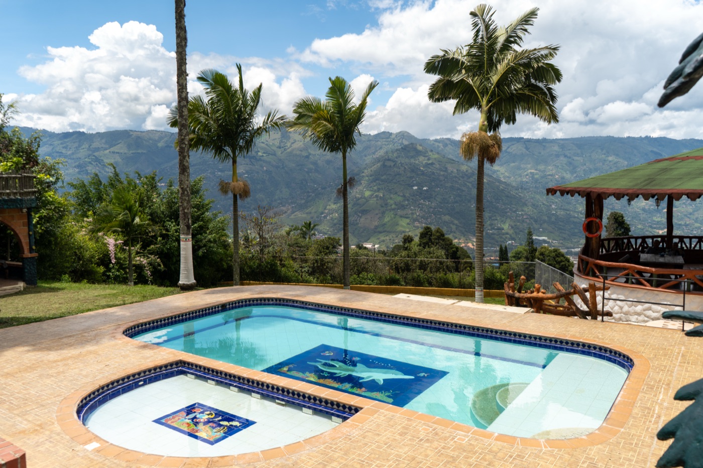 Piscina con vista panorámica a los Andes